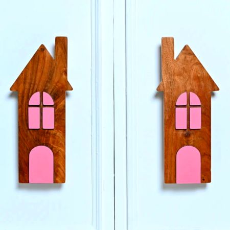 Handcrafted Acacia Wood House Handle Pair